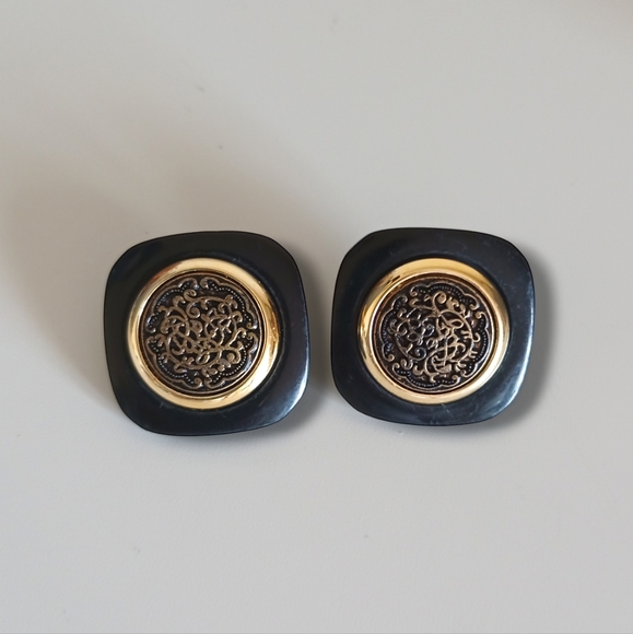 💥 Vintage Square Brooch Pin & Pierced Earrings Set - Picture 4 of 15